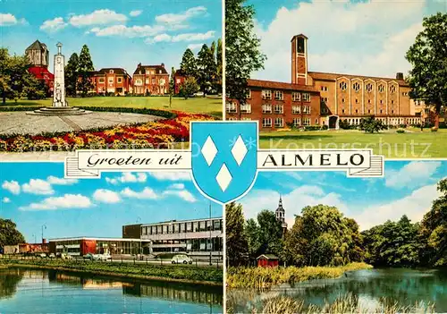 AK / Ansichtskarte Almelo Teilansichten Denkmal Kirche Partie am Wasser Almelo