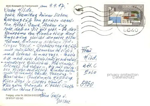 AK / Ansichtskarte Kronach_Oberfranken Fliegeraufnahme Kronach Oberfranken