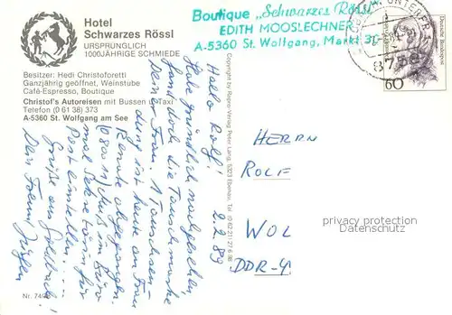 AK / Ansichtskarte St_Wolfgang_Salzkammergut Hotel Schwarzes Roessl St_Wolfgang_Salzkammergut