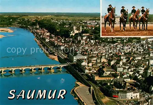 AK / Ansichtskarte Saumur Pont Cessart sur la Loire Theatre Eglise Saint Pierre Chateau vue aerienne le Cadre Noire Reitschule Saumur