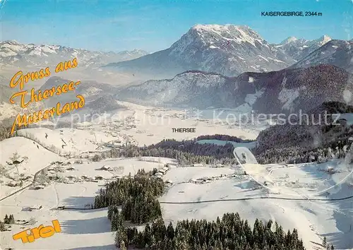 AK / Ansichtskarte Thiersee mit Mitterland Alpenpanorama Kaisergebirge Fliegeraufnahme Thiersee