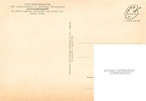 AK / Ansichtskarte Altsimonswald Cafe Maerchengarten Dornroeschenschloss im Schwarzwald Erbauer Albert Ambs Altsimonswald