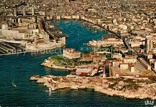 AK / Ansichtskarte Marseille_Bouches du Rhone Vue aerienne du Pharo le Fort St Jean et le Vieux Port Marseille