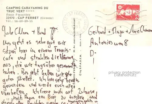 AK / Ansichtskarte Cap Ferret Camping Caravaning du Truc Vert Strandpartie Cap Ferret