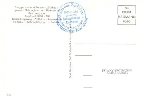 AK / Ansichtskarte Ramsau_Berchtesgaden Berggasthof Pension Zipfhaeusl Soleleitungsweg Alpenstrasse Ramsau Sahnegletscher Hintersee Ramsau Berchtesgaden