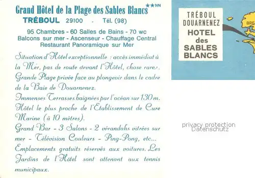 AK / Ansichtskarte Treboul_Douarnenez Grand Hotel de la Plage des Sables Blancs Treboul Douarnenez