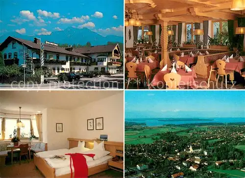 AK / Ansichtskarte Bernau_Chiemsee Hotel Gasthof Chiemsee Gaststube Zimmer Fliegeraufnahme Bernau Chiemsee