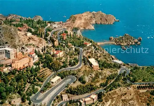 AK / Ansichtskarte Taormina_Sizilien Isola Bella Fliegeraufnahme Taormina Sizilien