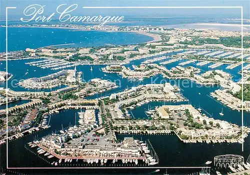AK / Ansichtskarte Port_Camargue Vue aerienne Au fond le Grau du Roi Port Camargue
