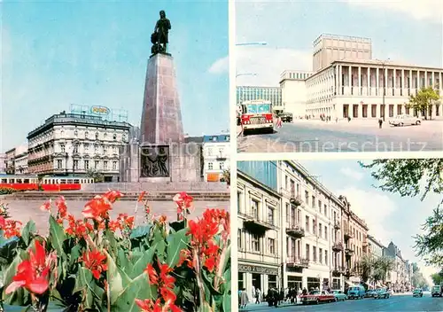 AK / Ansichtskarte Lodz Pomnik Tadeusza Kosciuszki Teatr Wielki Ulica Piotrkowska Lodz