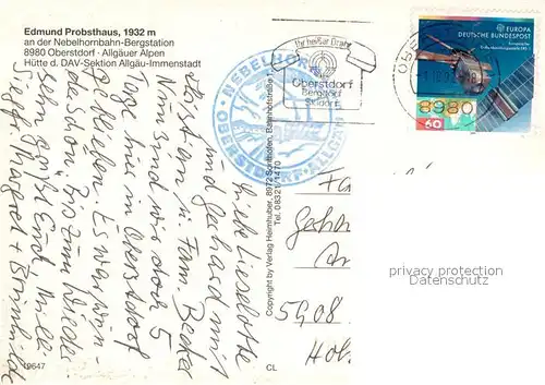 AK / Ansichtskarte Oberstdorf Edmund Probsthaus Nebelhorn Gaststube Terrasse Oberstdorf