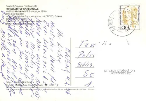 AK / Ansichtskarte Kleinkahl Gasthof Pension Forellenhof Kahlquelle Freibad Fischteiche Kleinkahl