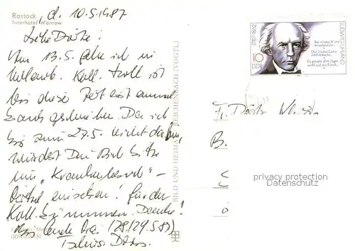 AK / Ansichtskarte Rostock Interhotel Warnow 