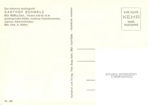 AK / Ansichtskarte Inzell Gasthof Schmelz Schmelzerlied Inzell