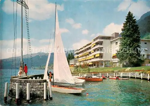 AK / Ansichtskarte Merligen Hotel Beatus Thunersee Bootsliegeplatz Merligen