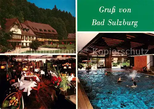 AK / Ansichtskarte Sulzburg_Freiburg Silencewaldhotel Bad Sulzburg Gastraum Hallenbad Sulzburg Freiburg