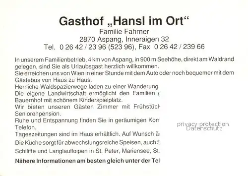 AK / Ansichtskarte Aspang Markt Gasthof Hansl im Ort Maedchen mit Hund Kapelle Aspang Markt