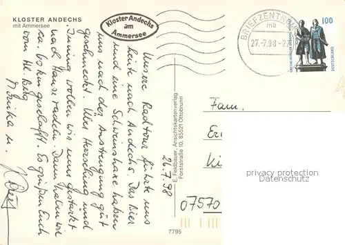 AK / Ansichtskarte Andechs Kloster am Ammersee Fliegeraufnahme Andechs