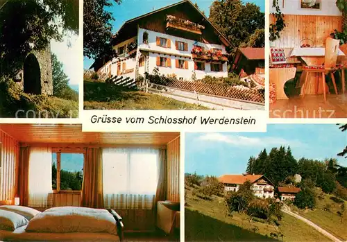 AK / Ansichtskarte Werdenstein_Allgaeu Schlosshof Gaestehaus Pension Fremdenzimmer Ruine Werdenstein_Allgaeu