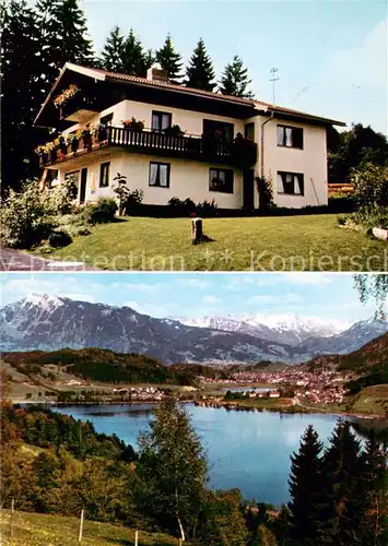 AK / Ansichtskarte Immenstadt_Allgaeu Gaestehaus Schmid Panorama Alpsee Allgaeuer Alpen Immenstadt_Allgaeu
