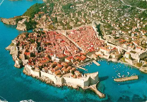 AK / Ansichtskarte Dubrovnik_Ragusa Altstadt Festung Hafen Fliegeraufnahme Dubrovnik Ragusa