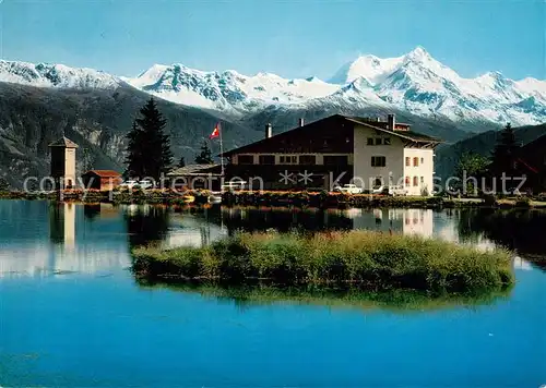 AK / Ansichtskarte Montana_Crans Lac Grenon Hotel du Lac et le Weisshorn Alpes Montana Crans