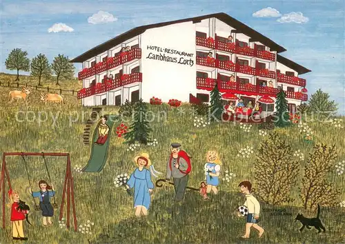 AK / Ansichtskarte Eberbach_Odenwald Ferienhotel Landhaus Lortz Kuenstlerkarte Eberbach Odenwald