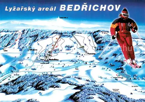 AK / Ansichtskarte Bedrichov_Friedrichswald Lzarsky areal Wintersportplatz aus der Vogelperspektive Skifahrer 