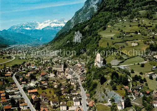 AK / Ansichtskarte Sargans Fliegeraufnahme mit Heiligkreuz und Churfirsten Sargans