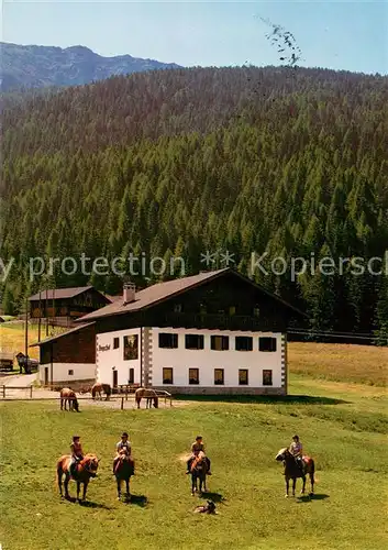 AK / Ansichtskarte Reinswald_Sarntal Pension Bergerhof Ponyreiten 