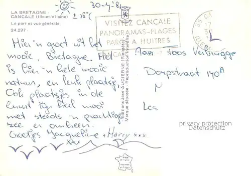 AK / Ansichtskarte Cancale Le port et vue generale aerienne Cancale