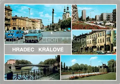 AK / Ansichtskarte Hradec_Kralove_Kralovehradecko Motive Innenstadt Platz Saeule Denkmal Bruecke 