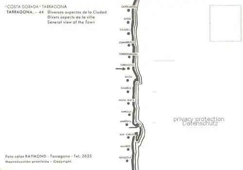 AK / Ansichtskarte Tarragona Stadtpanorama Viadukt Burgruine Denkmal Landkarte Kueste Tarragona