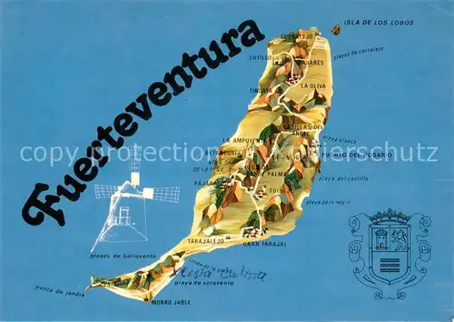AK / Ansichtskarte Fuerteventura Plano de la isla Landkarte der Insel Fuerteventura