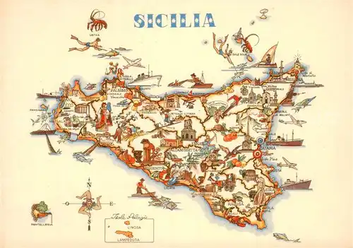 AK / Ansichtskarte Sicilia Landkarte der Insel Sicilia