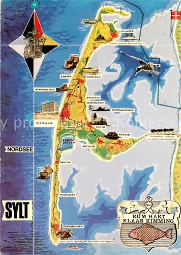 AK / Ansichtskarte Insel_Sylt Landkarte Nordseeinsel Insel_Sylt