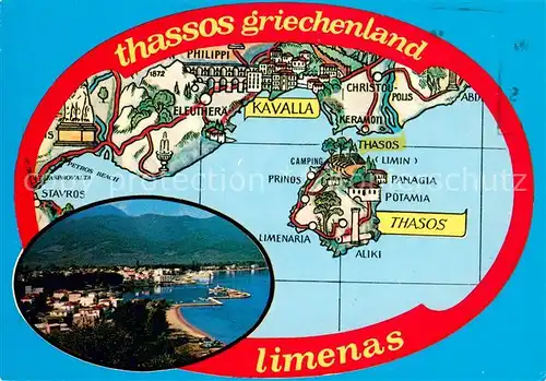 AK / Ansichtskarte Thassos Kuestenpanorama Landkarte Thassos