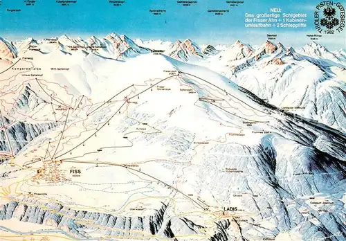 AK / Ansichtskarte Fiss_Tirol und Ladis Oberinntal uebersichtskarte Skigebiet aus der Vogelperspektive Fiss_Tirol