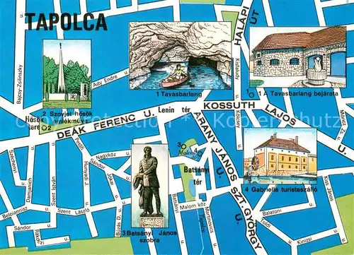 AK / Ansichtskarte Tapolca Stadtplan mit Sehenswuerdigkeiten Tapolca