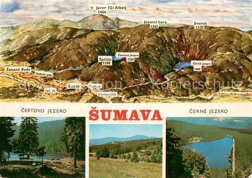 AK / Ansichtskarte Sumava_Czechia Landschaftspanorama Boehmerwald Seen 