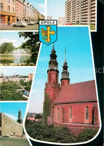 AK / Ansichtskarte Opole_Oberschlesien Teilansichten Haeuserpartie Innenstadt Park Wohnsiedlung Kirche Opole_Oberschlesien
