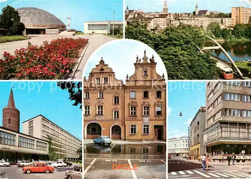 AK / Ansichtskarte Opole_Oberschlesien Sport  und Veranstaltungshalle Regierungsgebaeude Turm Giebelhaeuser Innenstadt Marktplatz Krakowska Strasse Opole_Oberschlesien