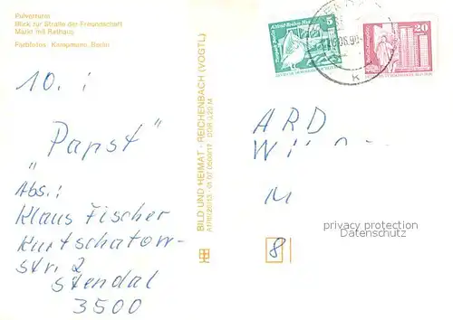 AK / Ansichtskarte Stendal Pulverturm Strasse der Freundschaft Markt Rathaus Stendal