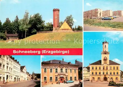 AK / Ansichtskarte Schneeberg_Erzgebirge Keilberg Neubaugebiet Ernst Schneller Platz Museum Rathaus Schneeberg Erzgebirge