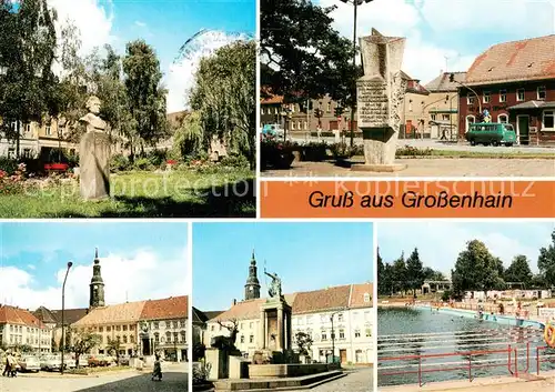 AK / Ansichtskarte Grossenhain_Sachsen Lessingplatz Leninplatz Karl Marx Platz Freibad Grossenhain Sachsen