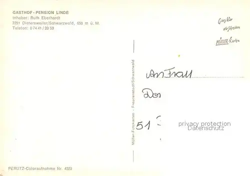 AK / Ansichtskarte Dietersweiler Gasthof Pension Linde im Schwarzwald Winterimpressionen Dietersweiler