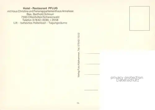 AK / Ansichtskarte Ottenhoefen_Schwarzwald Hotel Restaurant Pflug Ferienappartements Hallenbad Panorama Ottenhoefen Schwarzwald