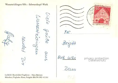 AK / Ansichtskarte Wassertruedingen Schwarzkopf Werk Fliegeraufnahme Wassertruedingen