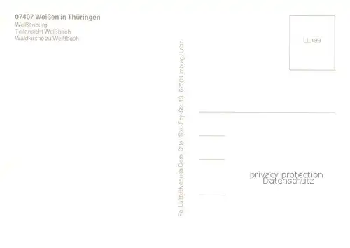 AK / Ansichtskarte Weissen_Rudolstadt Fliegeraufnahme Weissenburg Weissbach Waldkirche Weissen_Rudolstadt