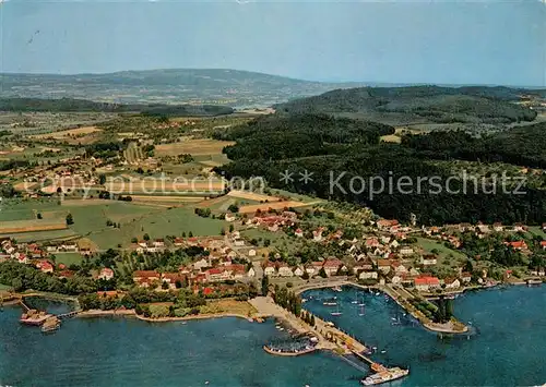AK / Ansichtskarte Unteruhldingen_Bodensee mit Pfahlbauten Fliegeraufnahme 